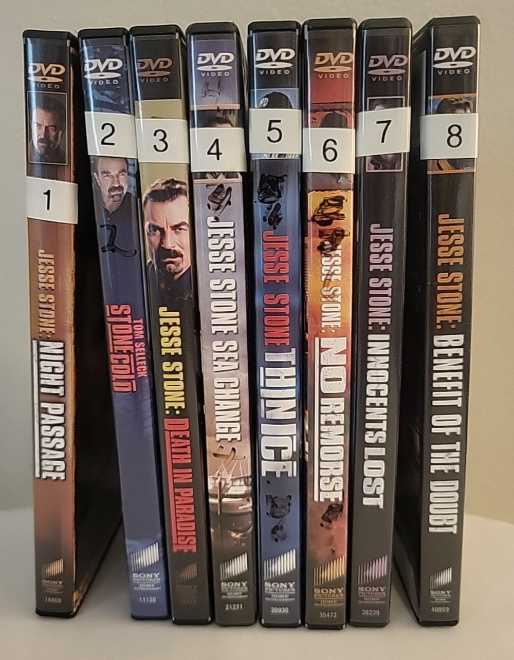JESSE STONE Tom Selleck 8-DVDs NIGHT PASSAGE STONE COLD SEA CHANGE NO REMOSE etc